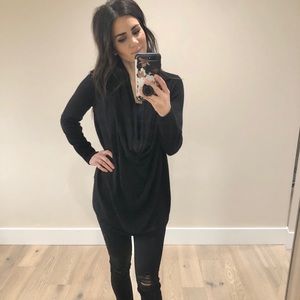 Black cowl neck lightweight sweater
